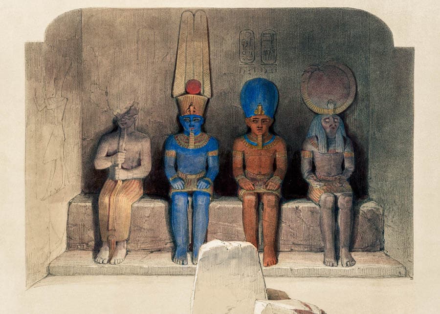 埃及阿布辛貝神殿四尊神祇的畫像(19世紀)