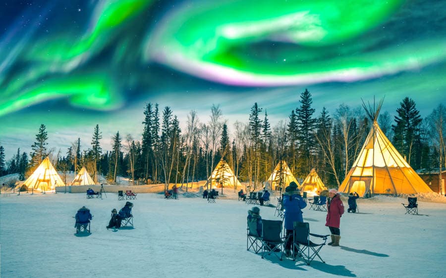 加拿大黃刀鎮（Yellowknife）著名的極光村（Aurora Village）