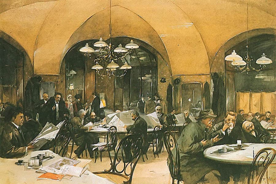 1896 年的維也納格林斯泰德咖啡館 (Café Griensteidl)