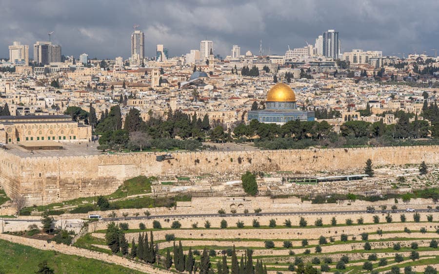 耶路撒冷舊城與金頂清真寺的城市景觀
