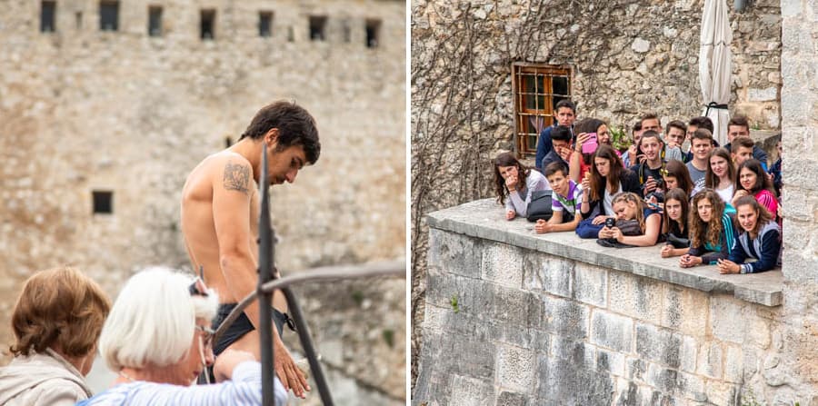 年輕人從慕斯塔爾老橋跳水已是四百年的習俗