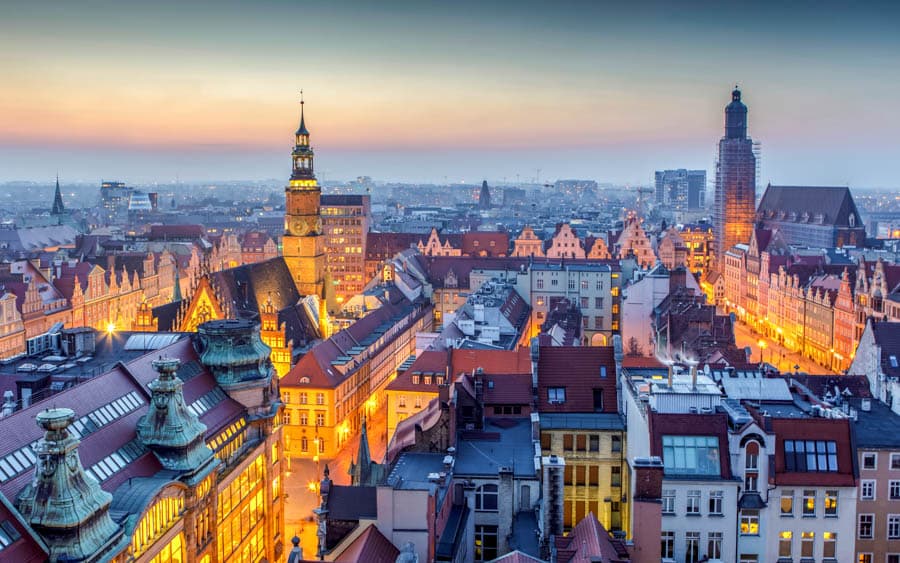 波蘭自助旅行:樂斯拉夫夜景