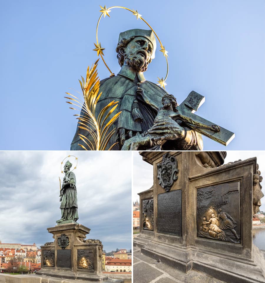 在查理大橋上撫摸五星級神父雕像基座上的銅牌可保密