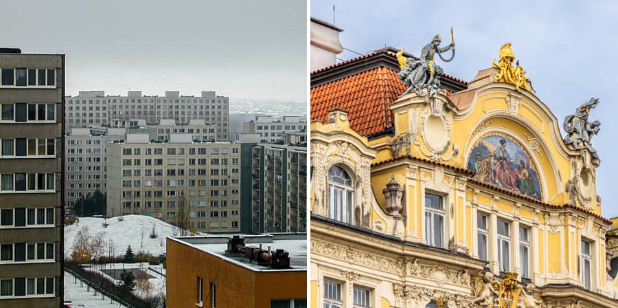 蘇聯住宅與老城區建築形成突兀對比