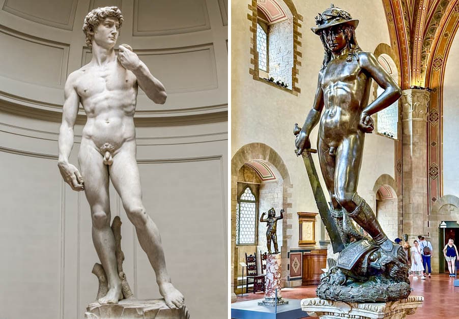 米開朗基羅和多納泰羅的大衛像