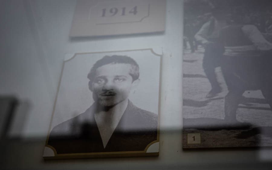 博物館展示殺手普林西普(Gavrilo Princip)的照片