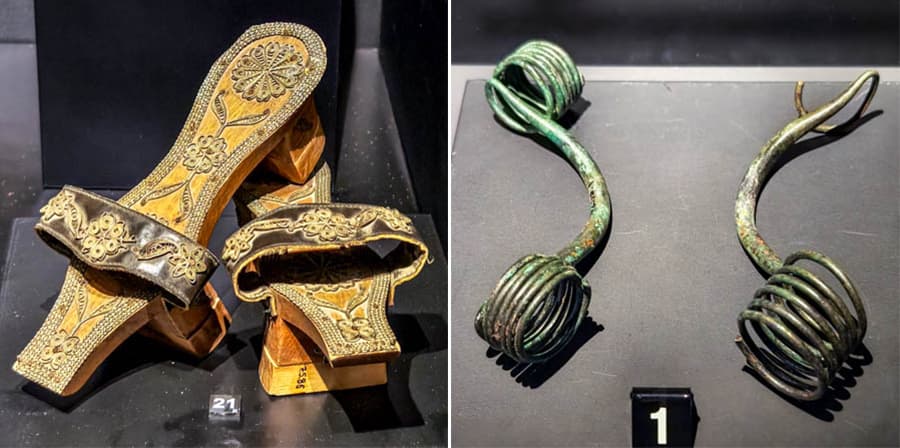 奧斯曼時期貴族女性銀絲鑲嵌浴室木屐與烏拉爾圖青銅扣針,古代的安全別針